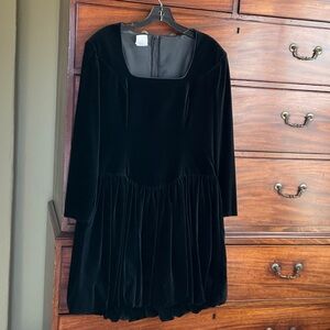 Laura Ashley Velvet Black Long Sleeve Dress